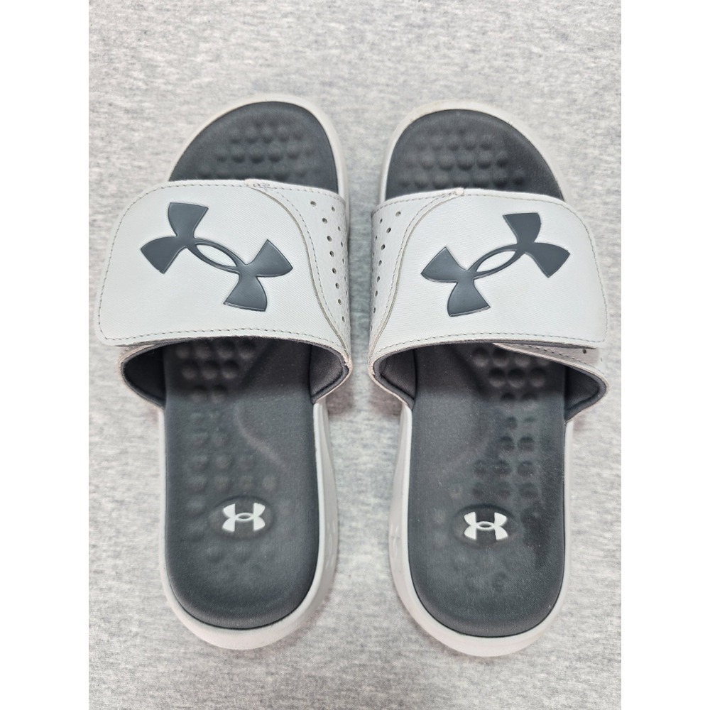 Under Armour Youth 5 Ignite Pro Adjustable Slide Sandals Black Grey 3026036-103